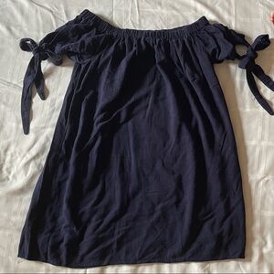 Lulu's Navy Off-Shoulder Tie Sleeve Top